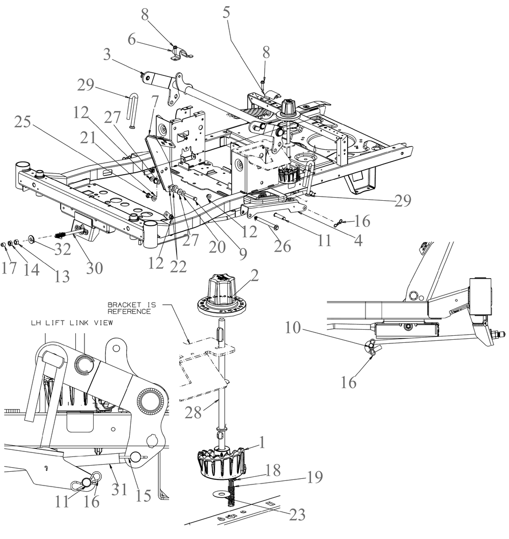 Deck Lift Diagram and Parts List for ZTS1-50KH (17ARGBYLA10)(2023) Cub Cadet Lawn Tractor